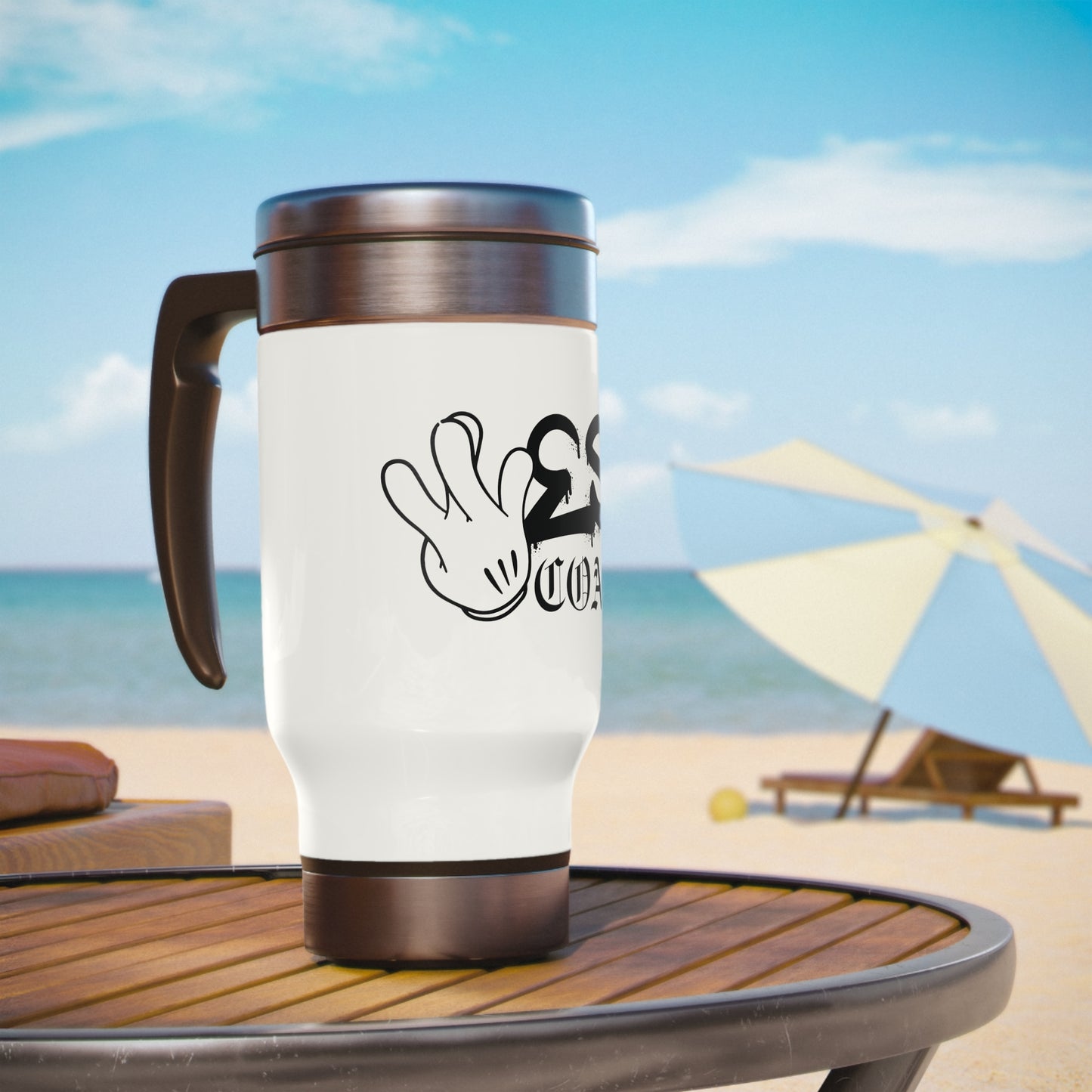 West Coast Stainless Steel Travel Mug with Handle, 14oz