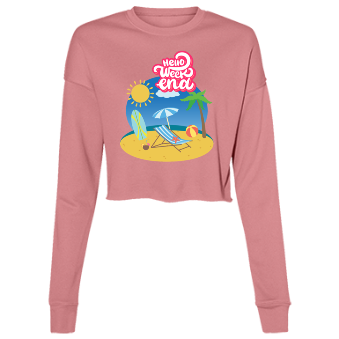 Hello Weekend Ladies' Cropped Fleece Crew