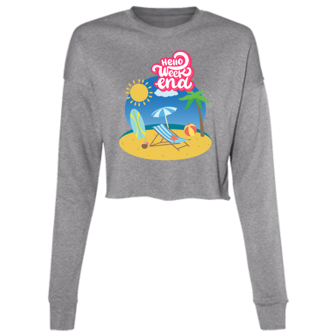 Hello Weekend Ladies' Cropped Fleece Crew