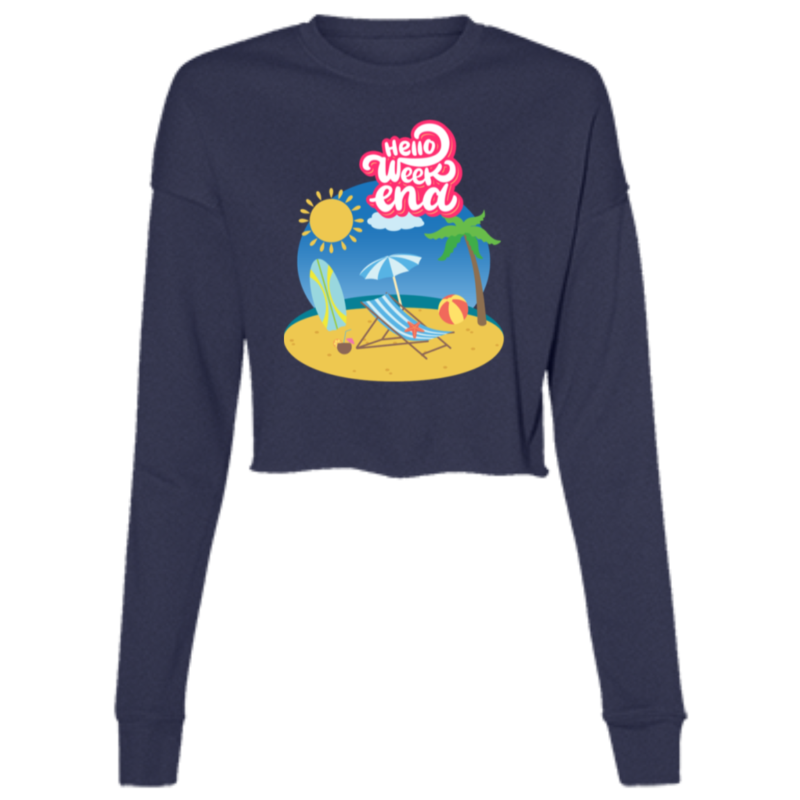 Hello Weekend Ladies' Cropped Fleece Crew