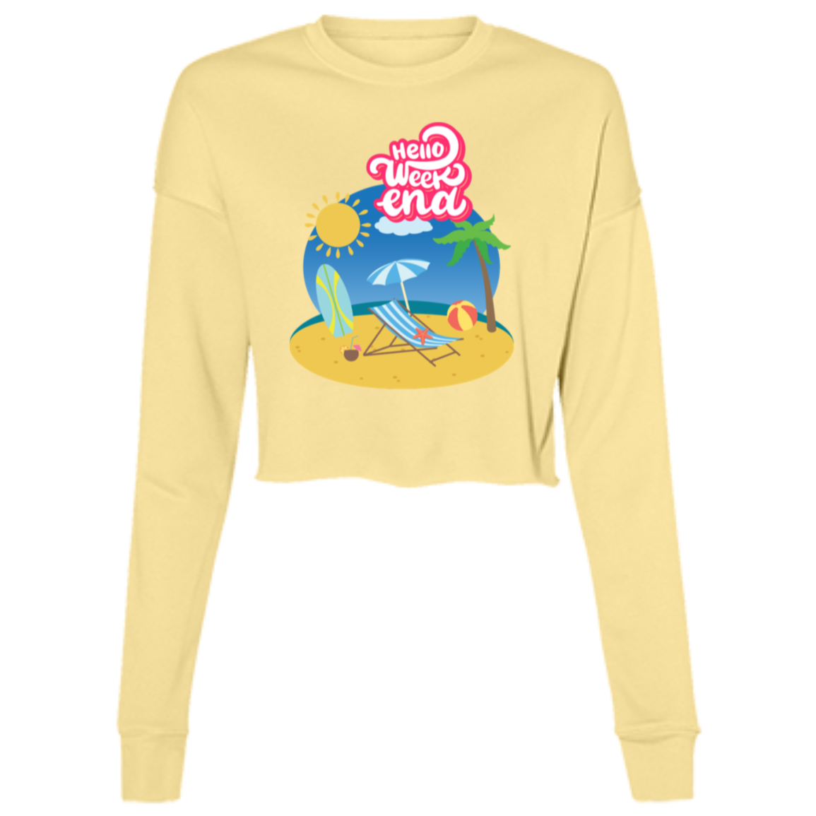 Hello Weekend Ladies' Cropped Fleece Crew