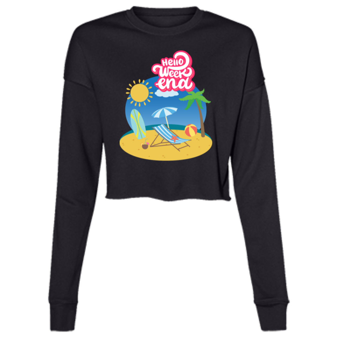 Hello Weekend Ladies' Cropped Fleece Crew