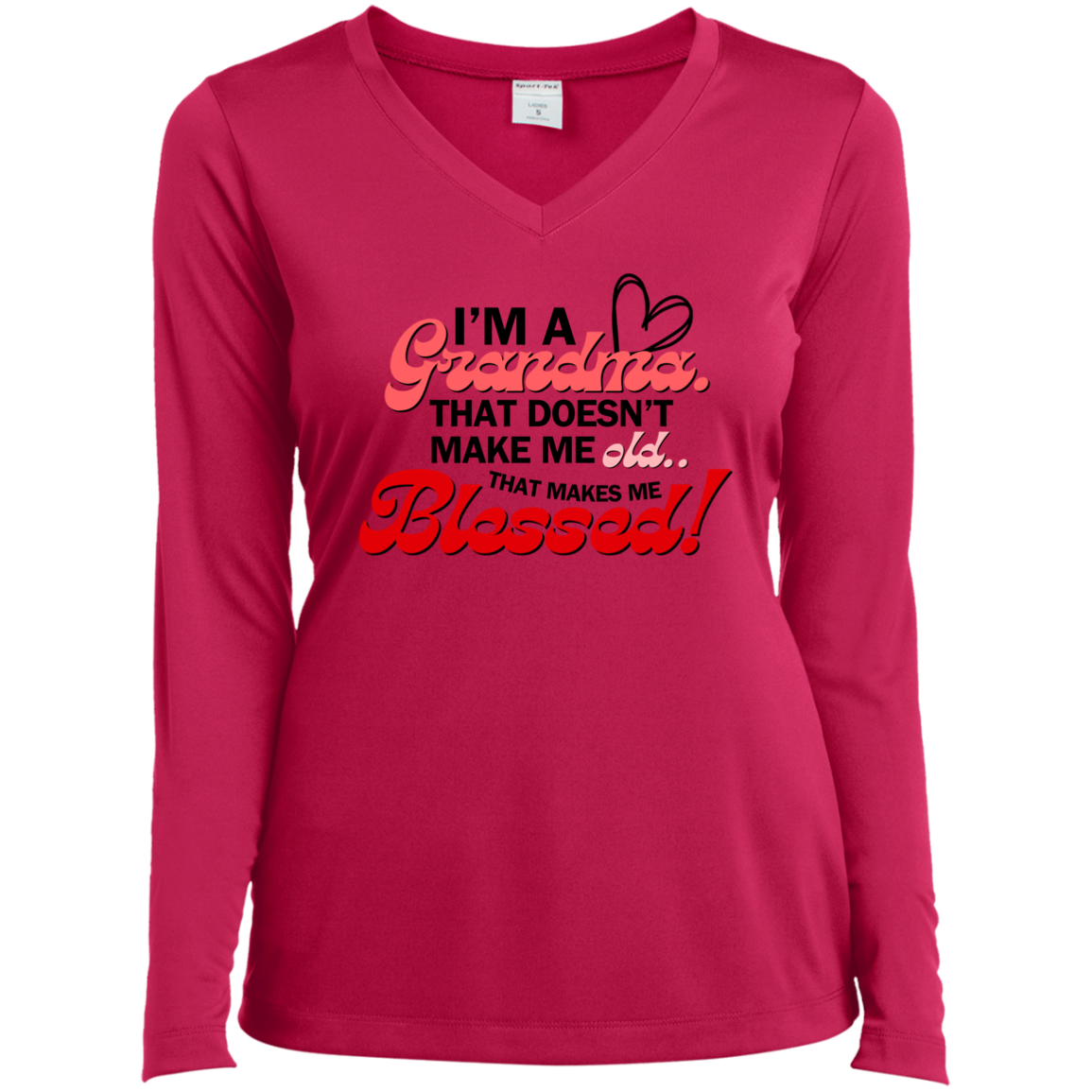 I'm A Grandma Long Sleeve Performance V-Neck Tee