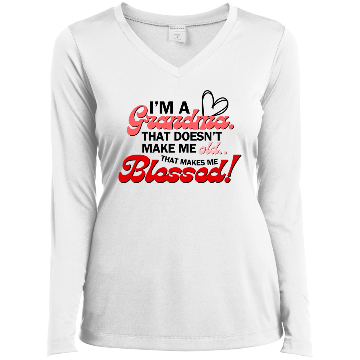 I'm A Grandma Long Sleeve Performance V-Neck Tee