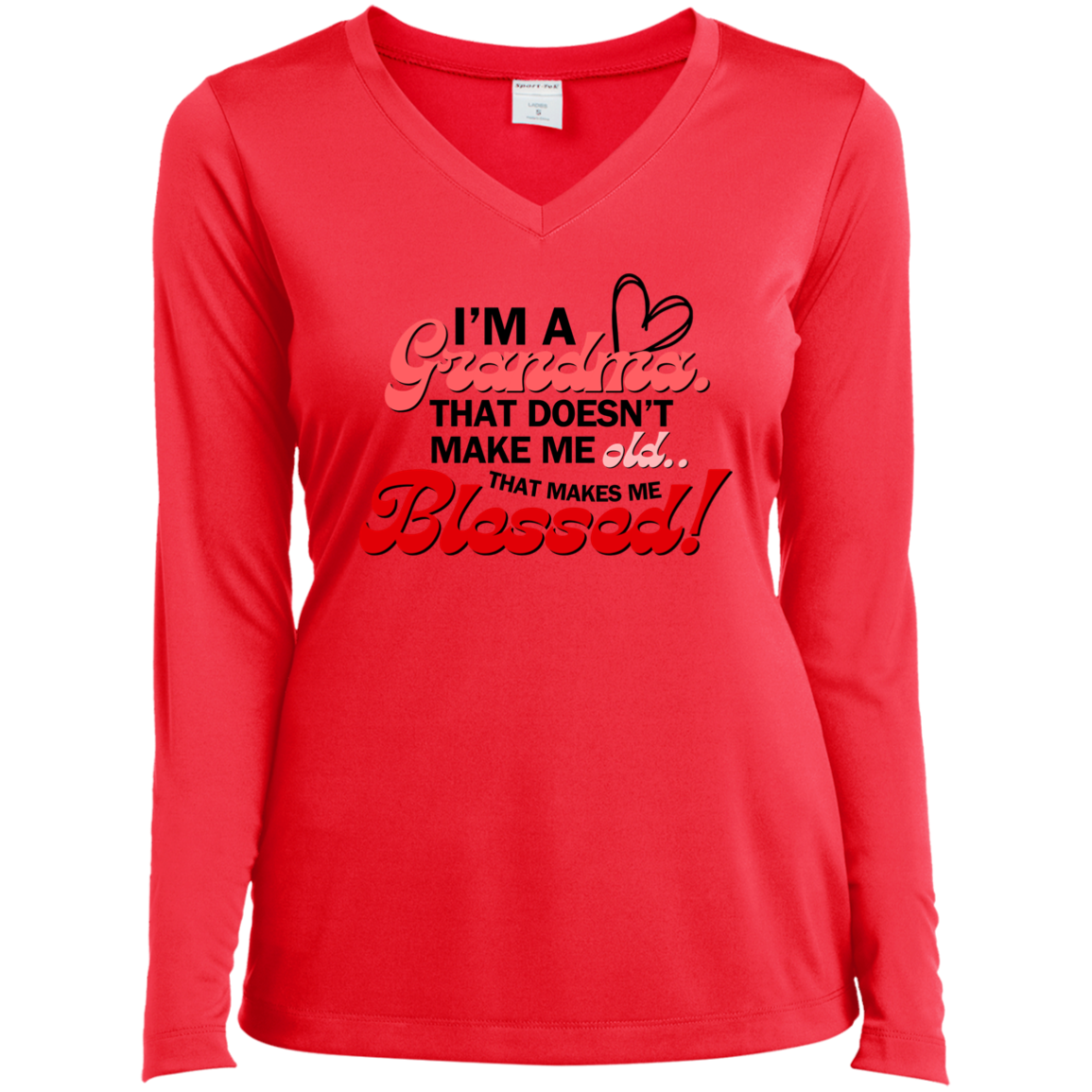 I'm A Grandma Long Sleeve Performance V-Neck Tee