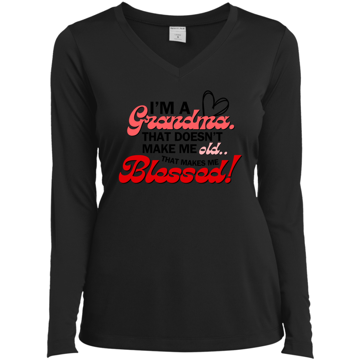 I'm A Grandma Long Sleeve Performance V-Neck Tee