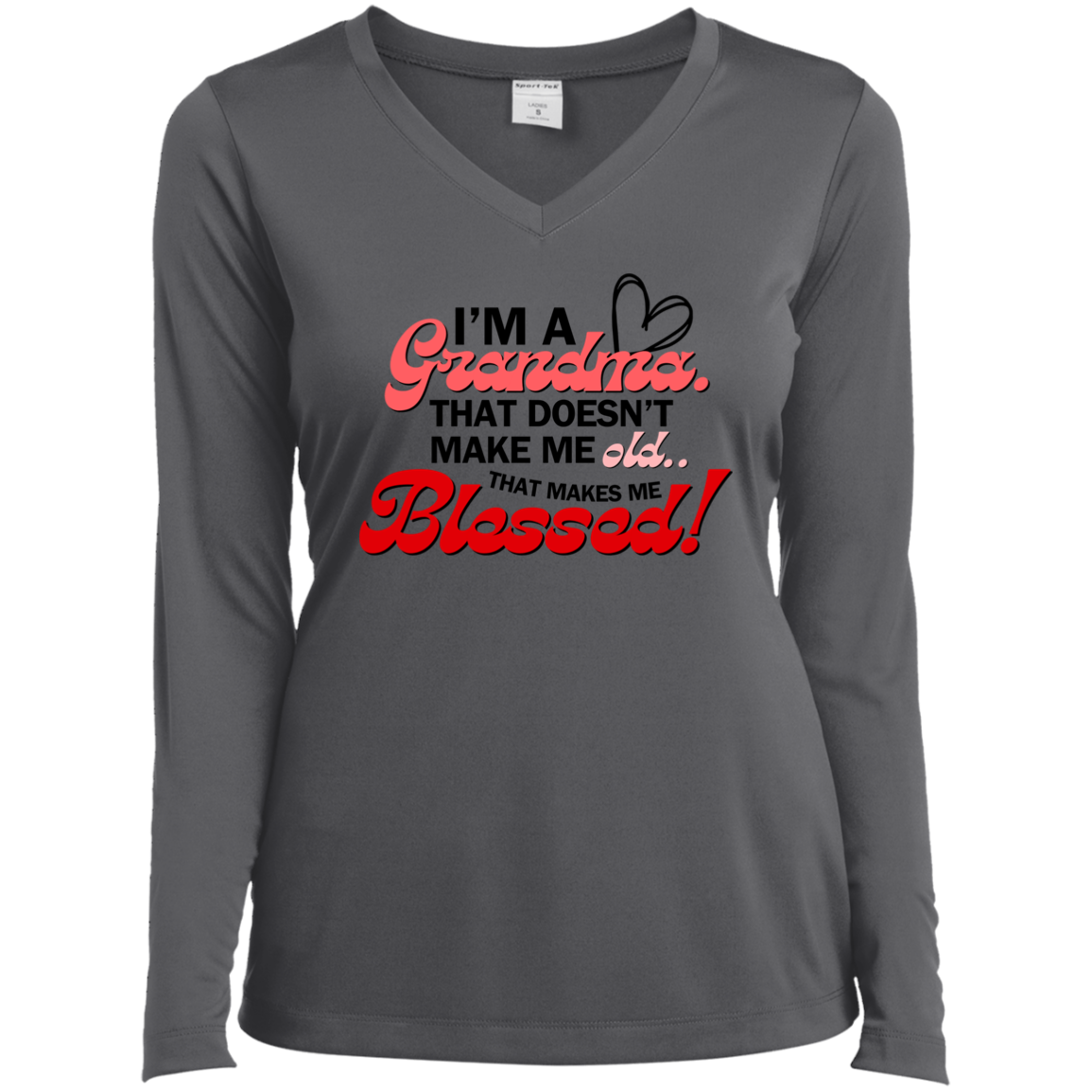I'm A Grandma Long Sleeve Performance V-Neck Tee