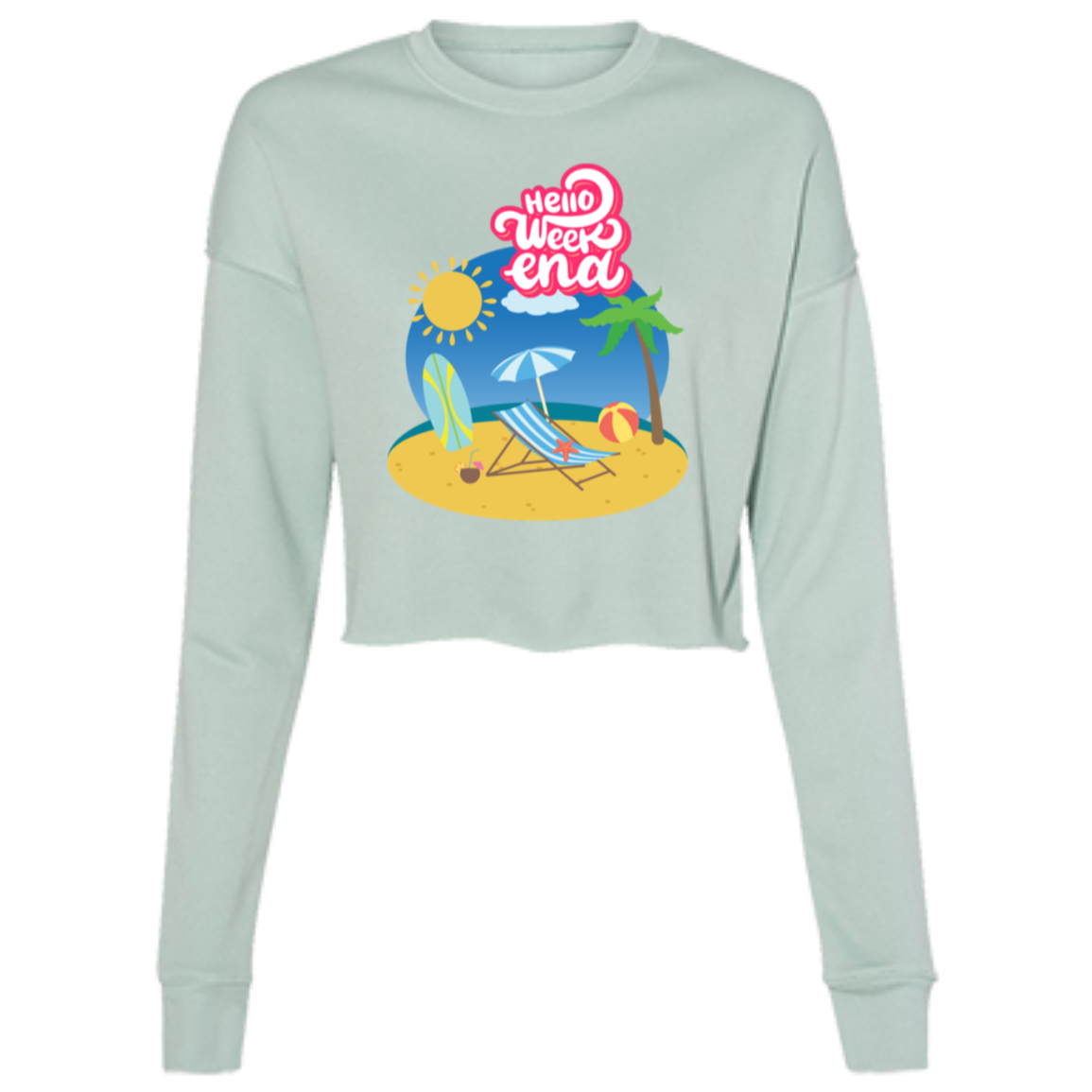 Hello Weekend Ladies' Cropped Fleece Crew