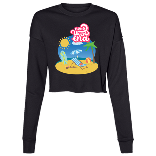 Hello Weekend Ladies' Cropped Fleece Crew
