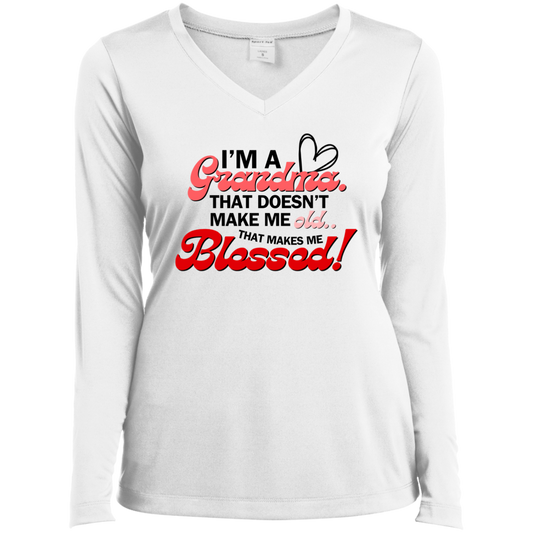 I'm A Grandma Long Sleeve Performance V-Neck Tee