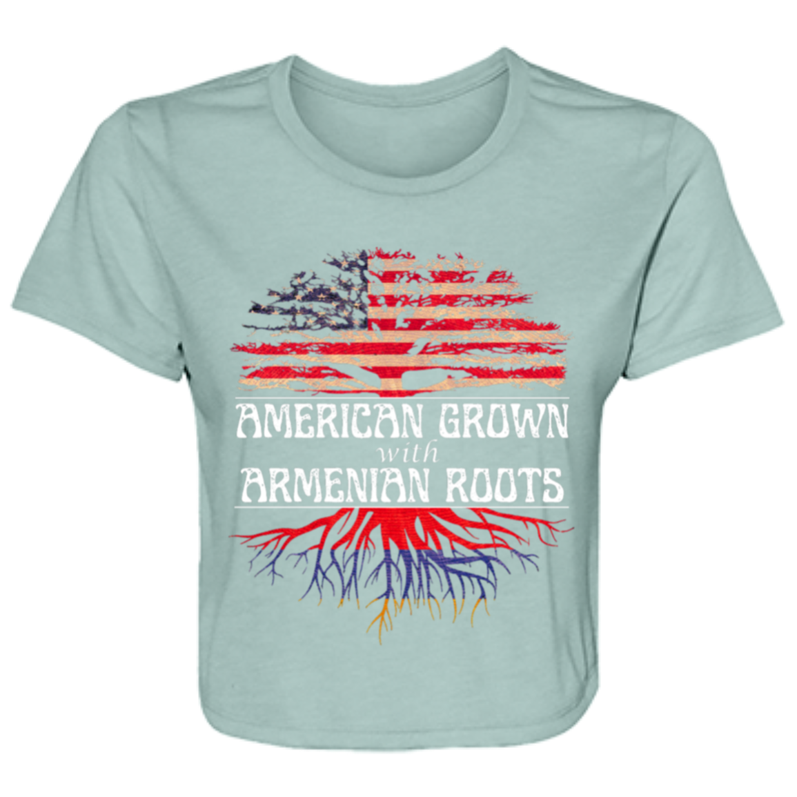 American/Armenian Ladies' Flowy Cropped Tee