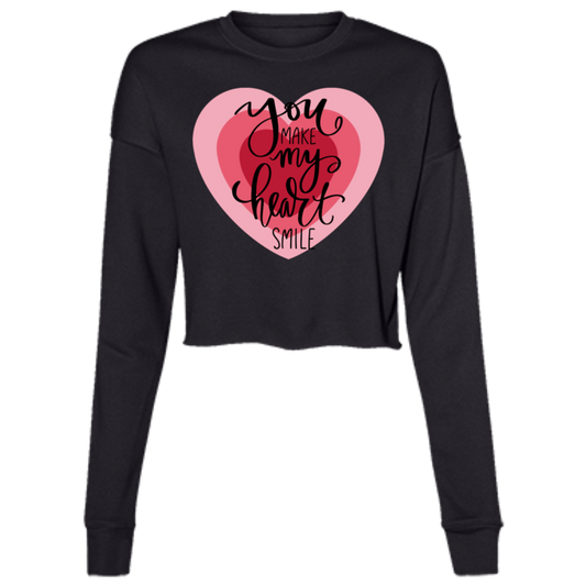 You make my heart smile Ladies' Cropped Fleece Crew