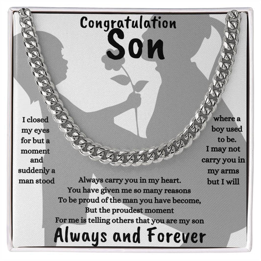 Congratulation Son Cuban Link Chain