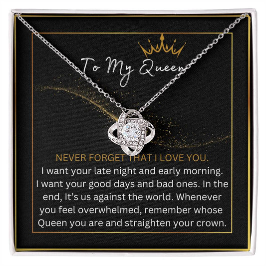 To My Queen Love Knot Necklace