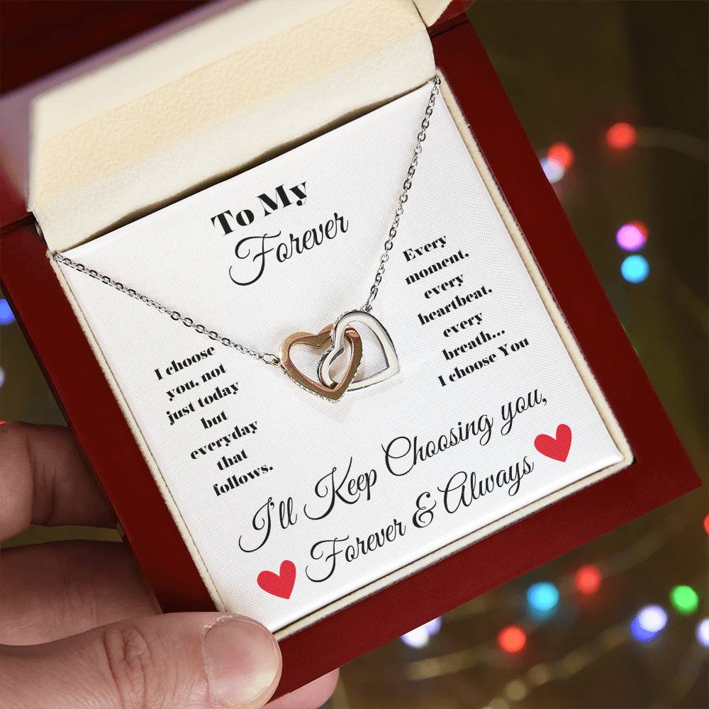 To My Forever Interlocking Hearts Necklace