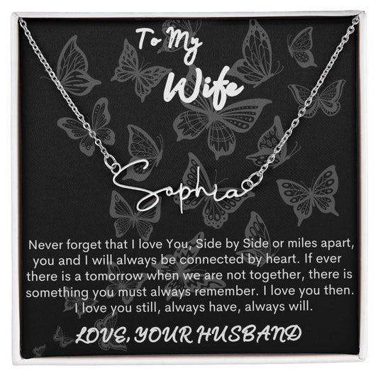 To My Wife Signature Style Name Necklace